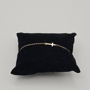 gold tone chain bracelet with cross charm